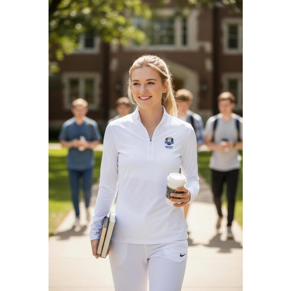 Nike Ryder Cup 2020 Whistling Straits 1/4 Zip Pullover Ivory White W Size M - Picture 3 of 12